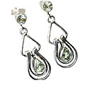 9988: Silver Setting Green aquamarine earrings