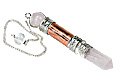 10583: Beaded pink,white rose quartz  pendulum healing