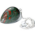 9609: Beaded green,red bloodstone pendulum healing