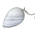9614: Beaded gray,white agate  pendulum healing