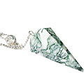 9617: Beaded green,white agate  pendulum healing