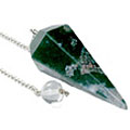 9622: Beaded Green, White moss agate healing