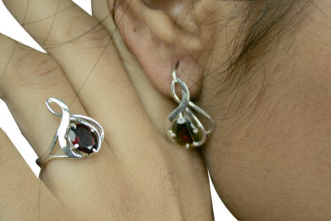 SKU 9228 unique Garnet Earrings Jewelry