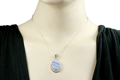 SKU 15498 unique Blue Lace Agate Pendants Jewelry