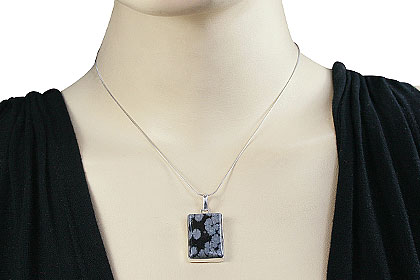 SKU 1732 unique Snowflake Obsidian Pendants Jewelry