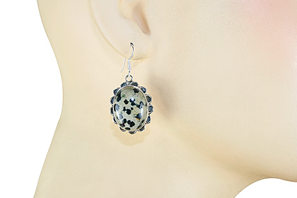 SKU 12007 unique Dalmatian Jasper earrings Jewelry