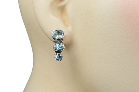 SKU 9403 unique Blue Topaz earrings Jewelry