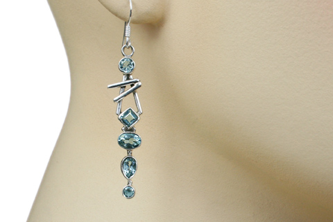 SKU 9421 unique Blue Topaz earrings Jewelry