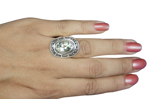 SKU 9193 unique Green amethyst rings Jewelry