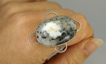 SKU 9383 unique Dendrite opal rings Jewelry