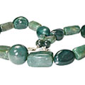 10574: Beaded green bloodstone  chunky necklaces