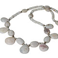 10952: Beaded white opal necklaces