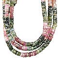 10971: Beaded pink tourmaline multistrand necklaces
