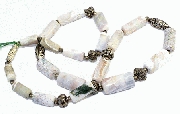 10982: white,green,gray,silver agate necklaces