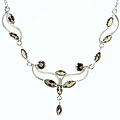 10985: Silver Setting brown smoky quartz necklaces