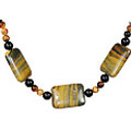 11165: Beaded brown,multi-color tiger eye adjustable necklaces