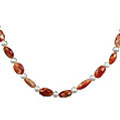 11180: Beaded Rust, White sunstone necklaces