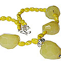 Design 11182: yellow chalcedony chunky necklaces