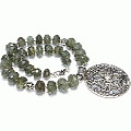 11196: Bali Silver Beaded green labradorite necklaces