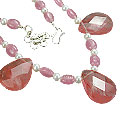 11235: Beaded pink,white,multi-color quartz necklaces