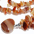 11301: Beaded orange,red carnelian  chipped necklaces
