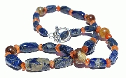 11497: blue,orange lapis lazuli necklaces