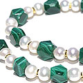 11502: green,white malachite  strand necklaces