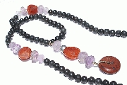 11516: black,red,purple multi-stone  chunky necklaces