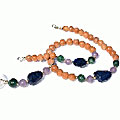 11519: multi,orange,blue multi-stone  chunky necklaces