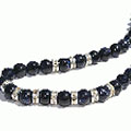 11696: Beaded blue,black goldstone necklaces