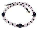 11718: Beaded pink,purple,black rose quartz choker necklaces