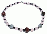 11719: pink,black,red rose quartz  choker necklaces