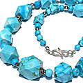 11721: Beaded blue magnesite  chunky necklaces