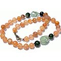 11722: orange,green aventurine  chunky necklaces