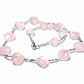 11725: Beaded pink onyx  drop necklaces