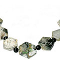 11782: Beaded black,white moss agate necklaces