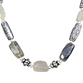 11830: Beaded gray moonstone chunky necklaces