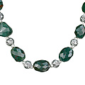 11833: Beaded green bloodstone  chunky necklaces