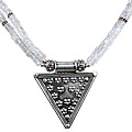 11853: Bali Silver Beaded white moonstone  ethnic necklaces