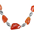 11857: Beaded orange carnelian  ethnic necklaces