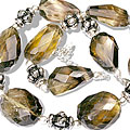 11930: Beaded brown,yellow lemon quartz  chunky necklaces
