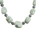 11936: Beaded White, Gray howlite  chunky necklaces