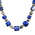 11938: Beaded Blue lapis lazuli chunky necklaces