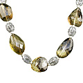 11939: Beaded Brown, Yellow lemon quartz  chunky necklaces