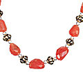 11941: Beaded Orange carnelian  chunky necklaces
