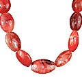 12115: Beaded Orange carnelian  chunky necklaces
