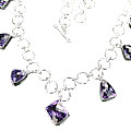 12281: Silver Setting purple alexandrite  adjustable necklaces