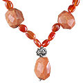 12357: Bali Silver Beaded orange carnelian  chunky necklaces