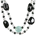 12367: black,green,white crystal  multistrand necklaces