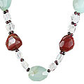 12372: Beaded green,red,white crystal  chunky necklaces